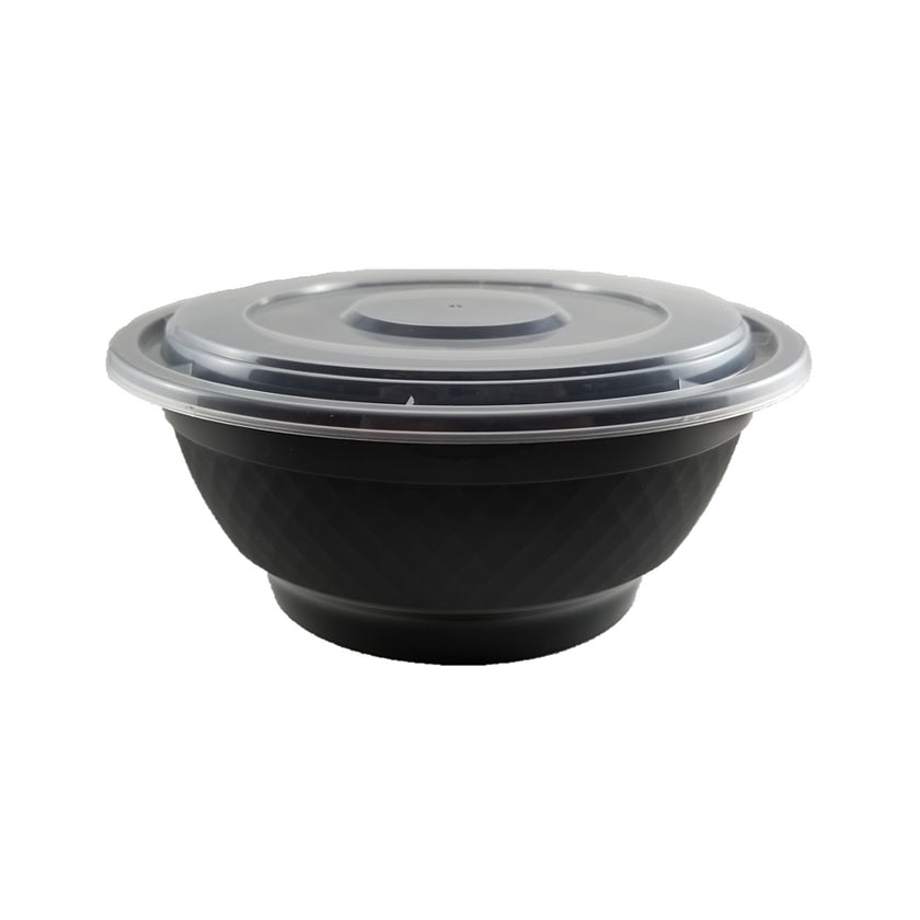 36 oz Disposable To Go Bowls with lids Black 150 set