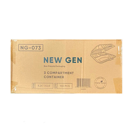 NG073, 7" 3格方形餐盒(0703) 150pcs